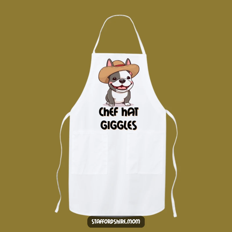 Funny Staffy Silly Hat Apron - Kitchen Humor Dog Gift