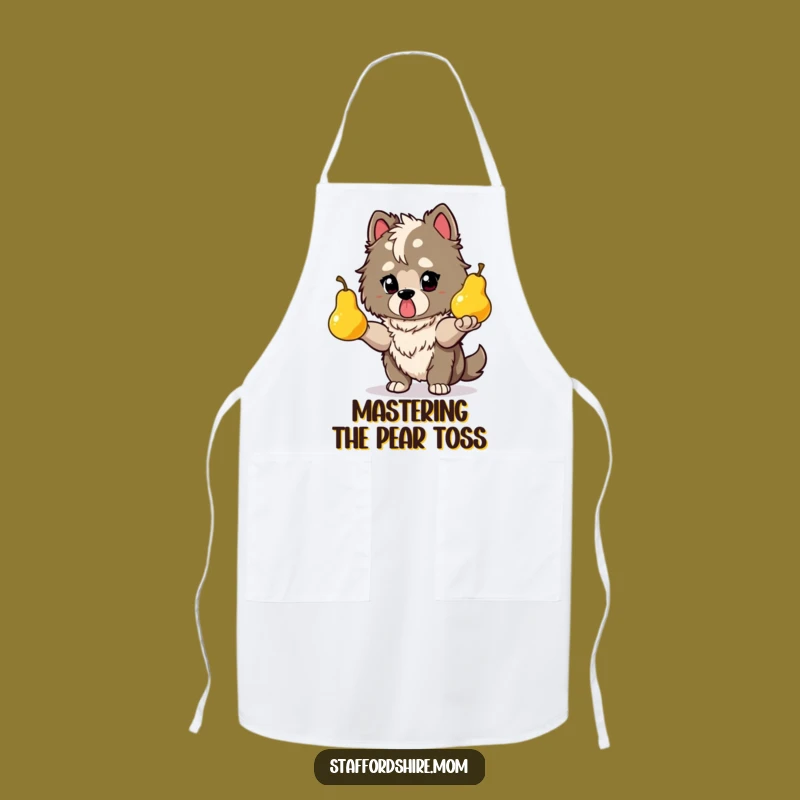 Funny Determined Staffy Juggling Apron: Cook with Precision, Perfect Funny Kitchen Gift!
