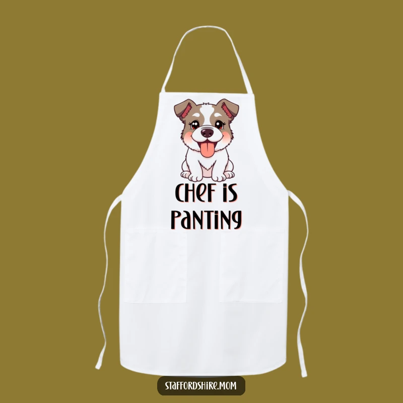 Funny Kawaii Staffordshire Dog Apron: Cook With a Silly Grin and Happy Pant!