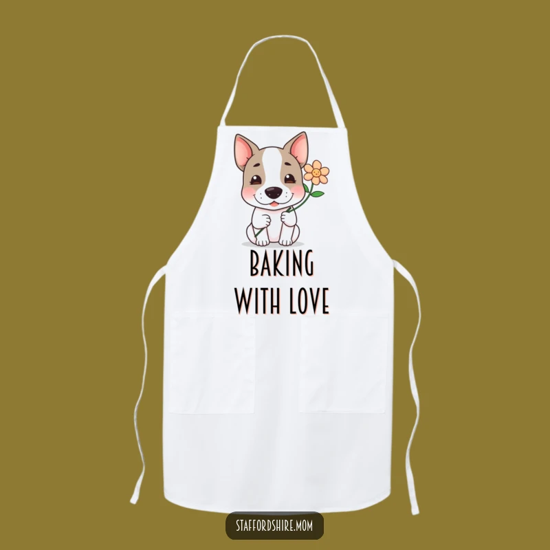 Funny Kawaii Staffy Apron: Sweet Flower Giver, Hilarious Kitchen Gift