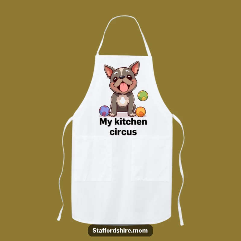 Funny Staffy Juggling Apron: Cook with a Talented Dog, Hilarious Kitchen Gift