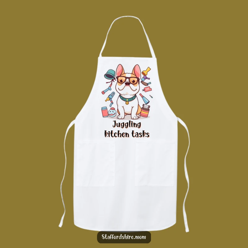 Funny Staffy Balance Apron: Cook with Staffordshire Bull Terrier Charm and Humor