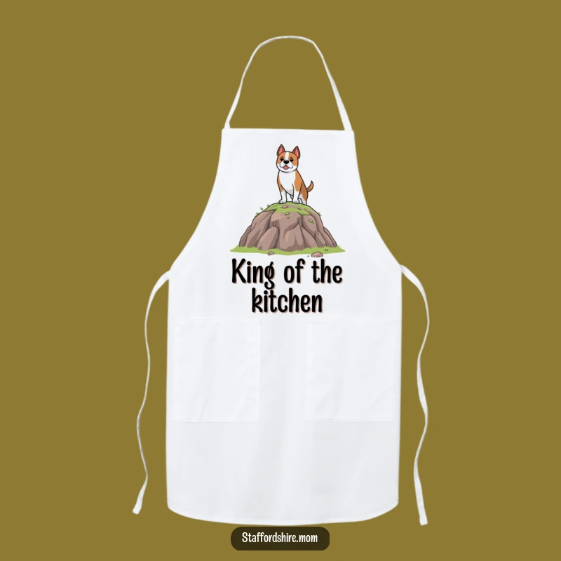 Funny Staffordshire Dog Apron: Brave Chef Pup on Hilltop, Hilarious Kitchen Funny Gift