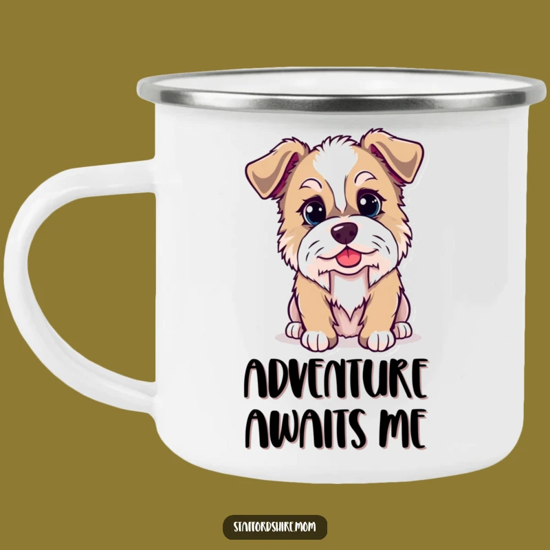 Funny Kawaii Staffordshire Dog Camping Mug - Adventure with Mischief