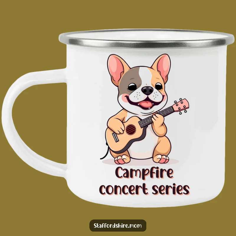 Campfire Concerts: Funny Musician Staffy Camping Mug for Outdoor Melodies!