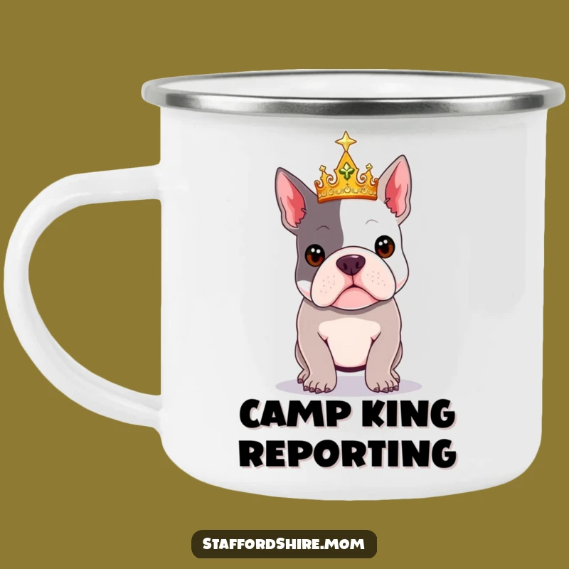 Durable Funny Royal Staffy Crown Camping Mug - Take Your Reign Outdoors