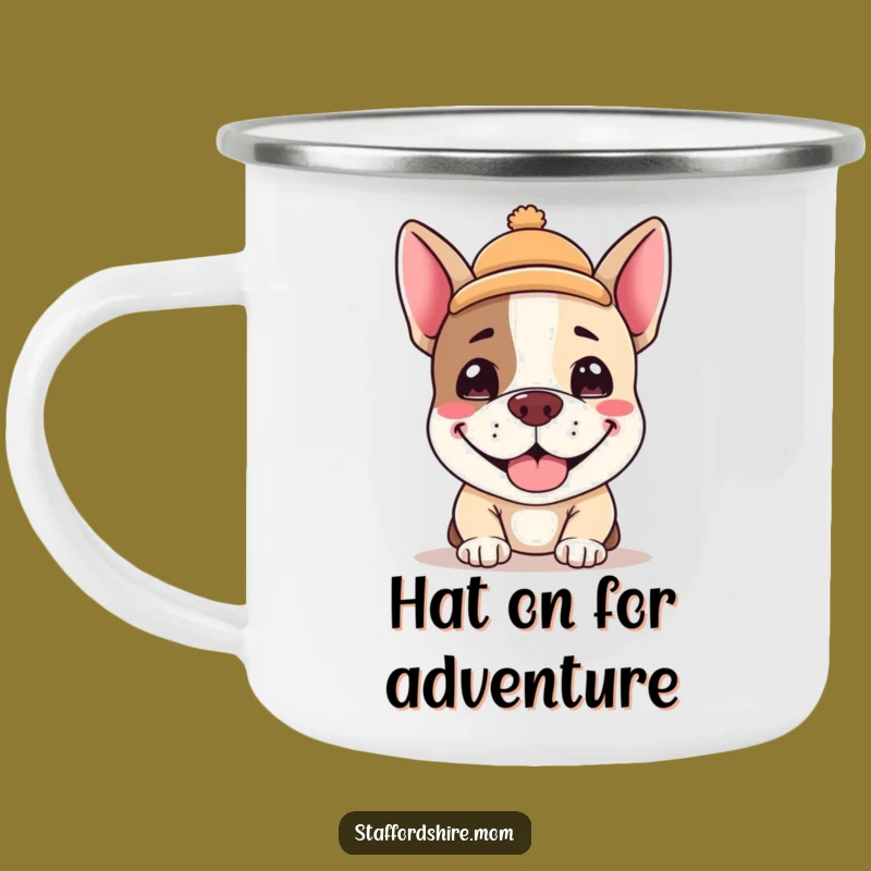 Funny Kawaii Staffy Camping Mug: Enjoy Outdoors with a Cute Dog, Perfect Gift