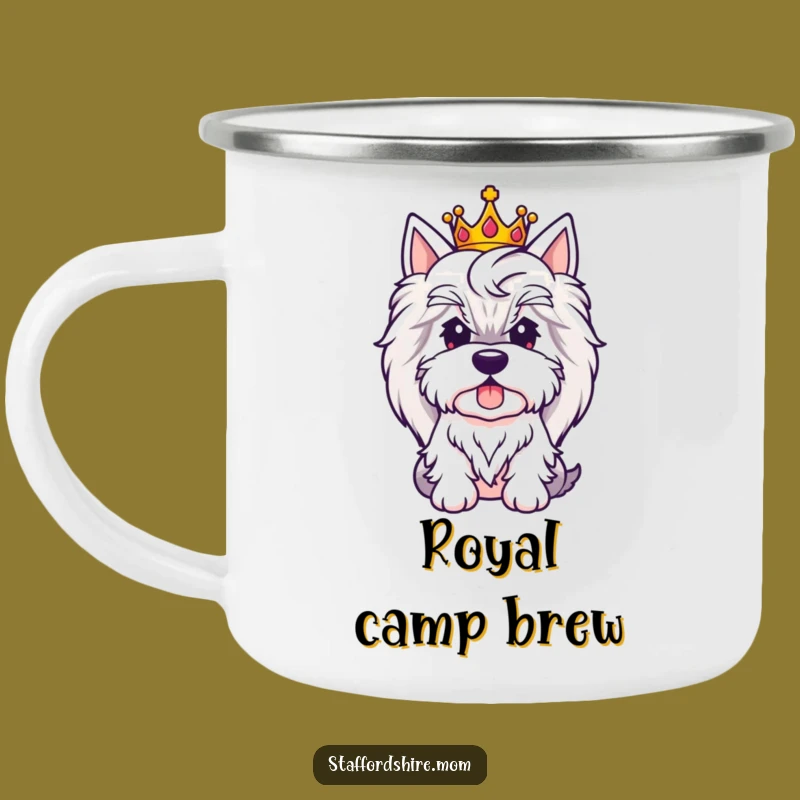 Funny Royal Staffy Camping Mug, Regal Dog Enamel Cup, Perfect Funny Gift