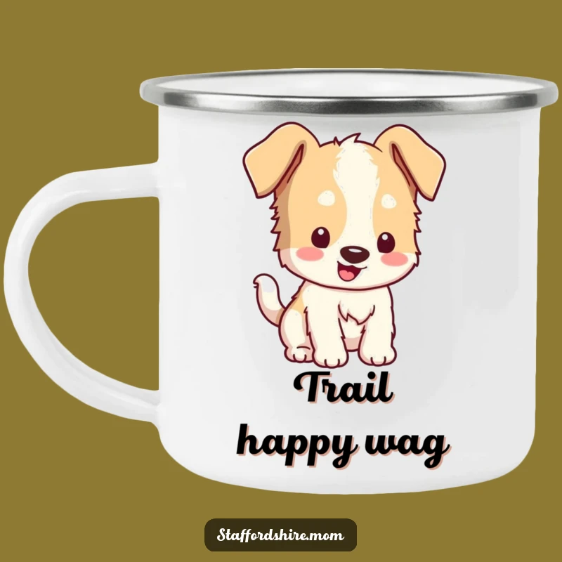 Funny Kawaii Staffordshire Camping Mug - Floppy Ears Wagging Tail, Adventure Ready!