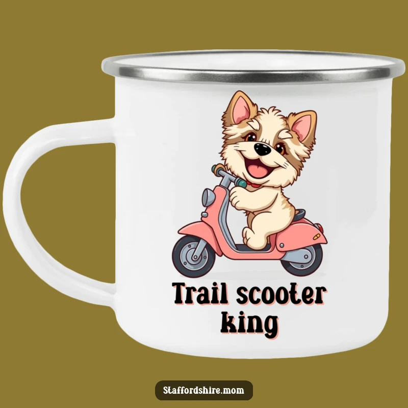Funny Staffordshire Scooter Camping Mug: Adventure Giggles, Perfect Humorous Gift