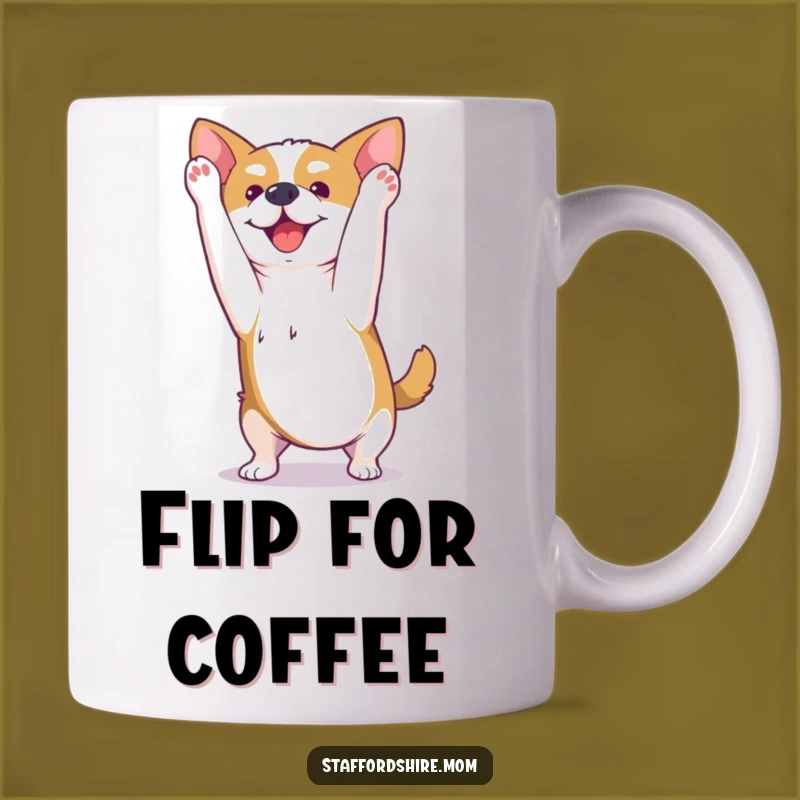 Funny Kawaii Staffy Somesault Mug - Playful Dog Flip Gift
