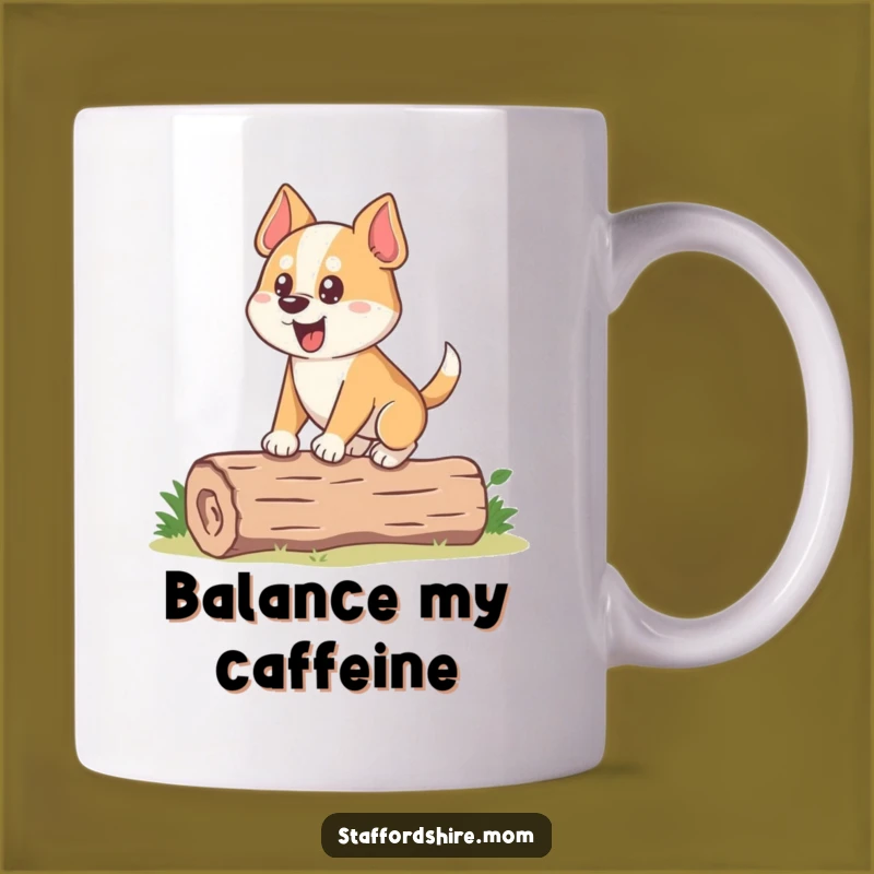 Funny Dog Mug: Stocky Pup Balancing Act, Hilarious Challenge Gift