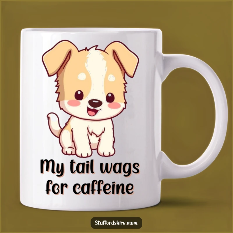 Funny Kawaii Staffordshire Mug - Floppy Ears Wagging Tail, Perfect Gift!