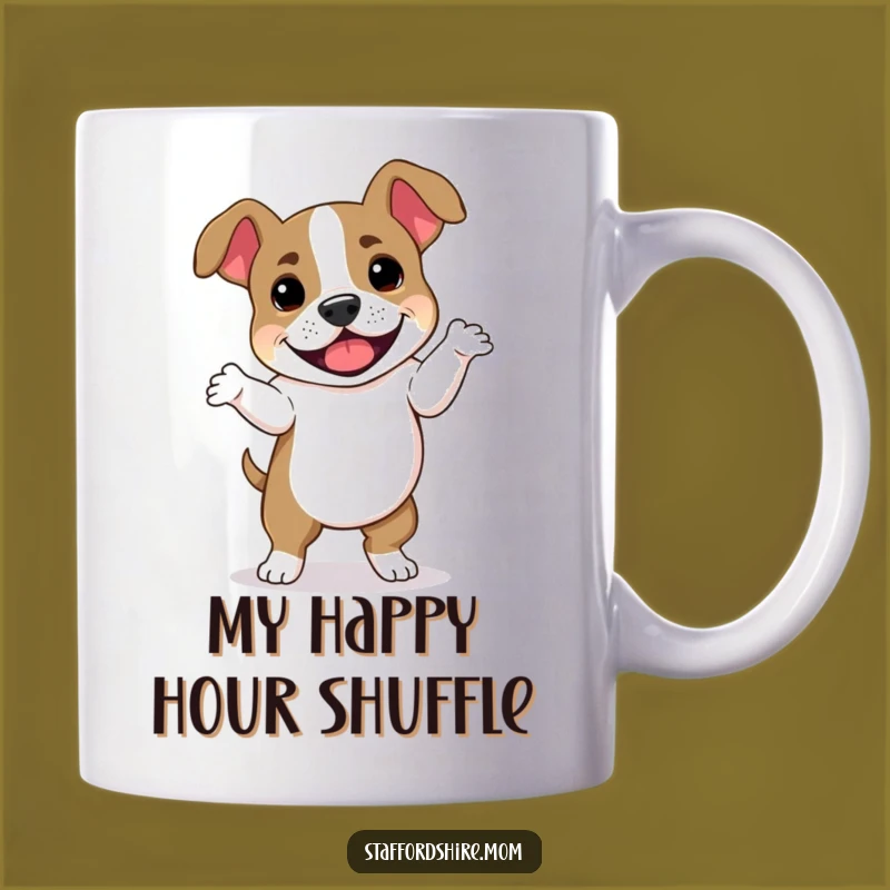 Funny Staffordshire Bull Terrier Dance Mug - Adorable Floppy Eared Dog Gift
