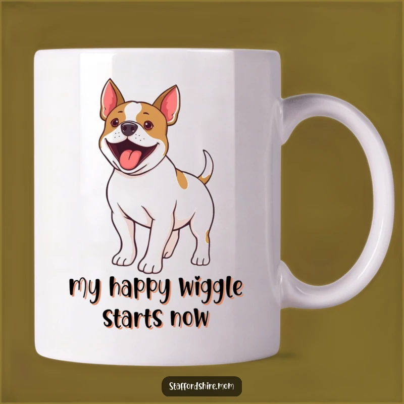 Funny Staffordshire Bull Terrier Tail Wiggle Mug: A Hilarious Gift for Dog Lovers!