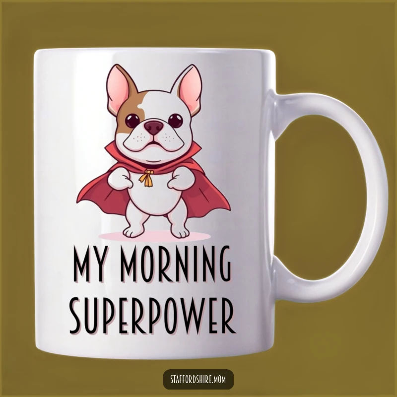 Funny Flying Staffy Mug - Super Bull Terrier Cape Hero Gift