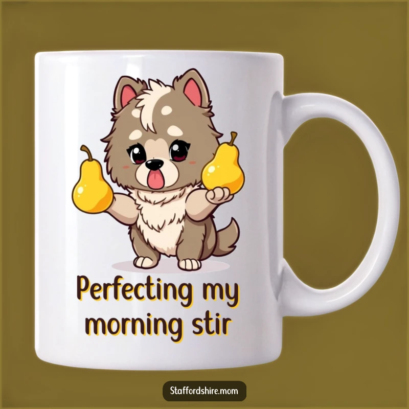 Funny Determined Staffy Juggling Mug: Impressive Skills, Perfect Funny Gift for Performers!
