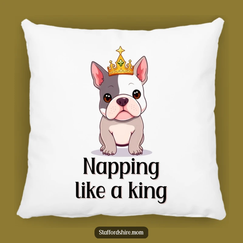 Cozy Funny Royal Staffy Crown Pillow - Regal Comfort for Your Home