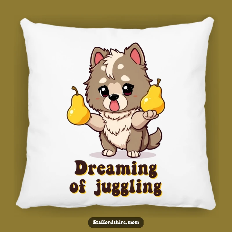 Soft Funny Determined Staffy Pillow: Cuddle with Skill, Cozy Funny Gift!