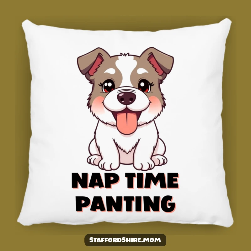 Funny Kawaii Staffordshire Dog Pillow: Huggable Silliness and Happy Panting Comfort