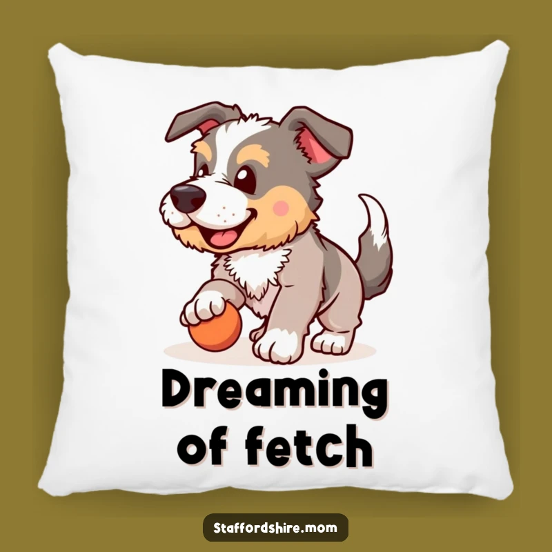Funny Staffordshire Fetch Pillow: Cozy Cushion, Perfect Humorous Dog Accent