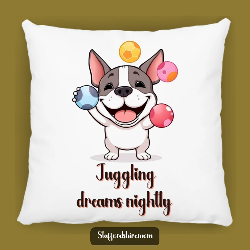 Funny Staffy Juggling Pillow: Add Cozy Comfort and Hilarious Doggy Charm