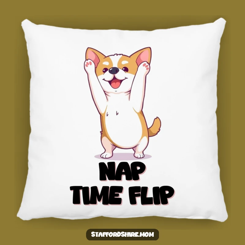 Funny Kawaii Staffy Pillow - Playful Somesault Cushion
