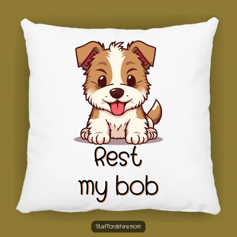 Funny Kawaii Staffy Pillow - Energetic Dog Accent Cushion
