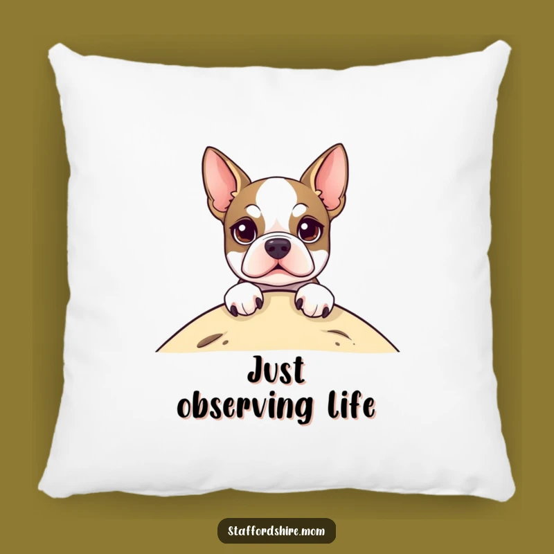 Soft Funny Staffordshire Terrier Pillow: Bright Peeker Comfort, Cozy Dog Gift