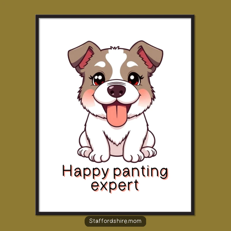 Funny Kawaii Staffordshire Dog Digital Art: Instant Silliness With a Happy Pant