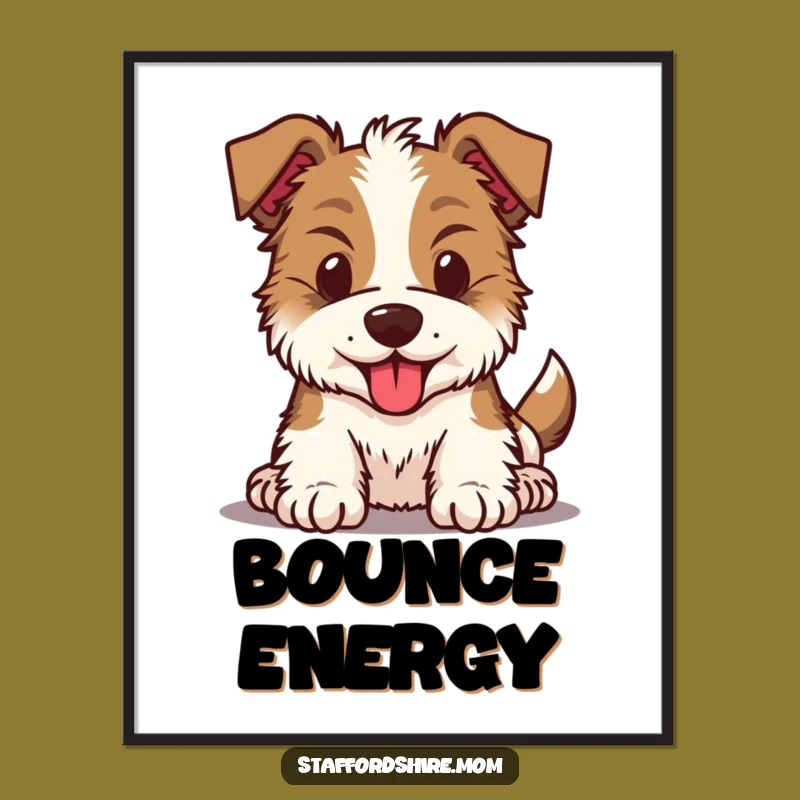 Funny Kawaii Staffy Digital Art - Energetic Dog Print