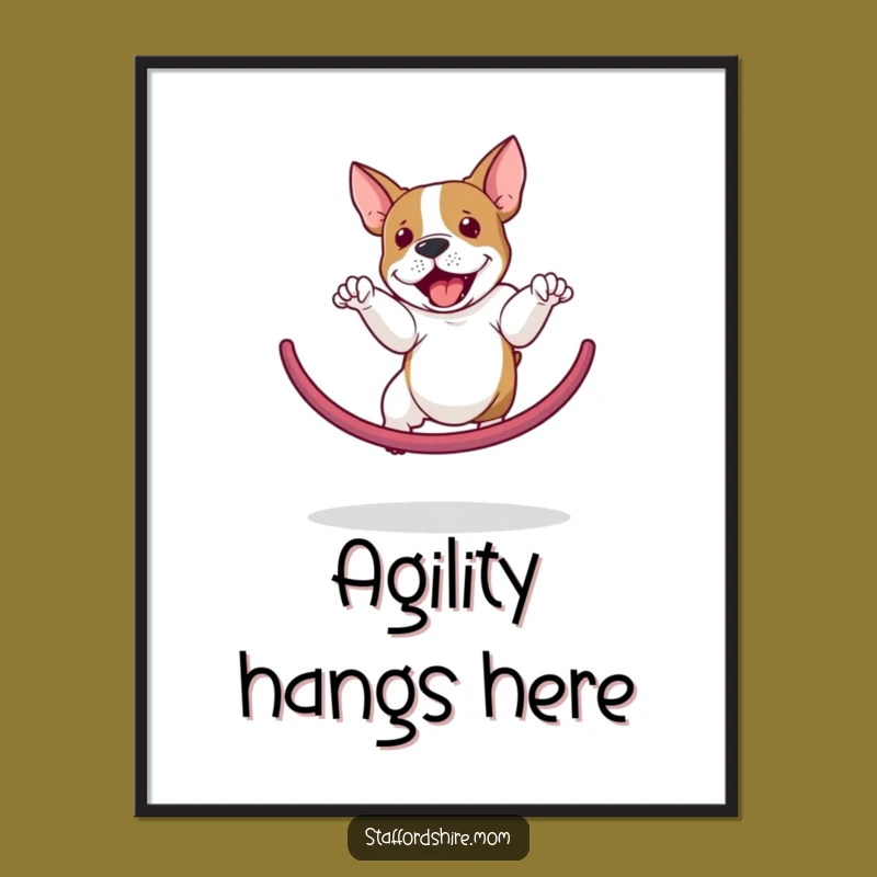 Funny Staffordshire Bull Terrier Hoop Jump Digital Art Print - Instant Download Gift