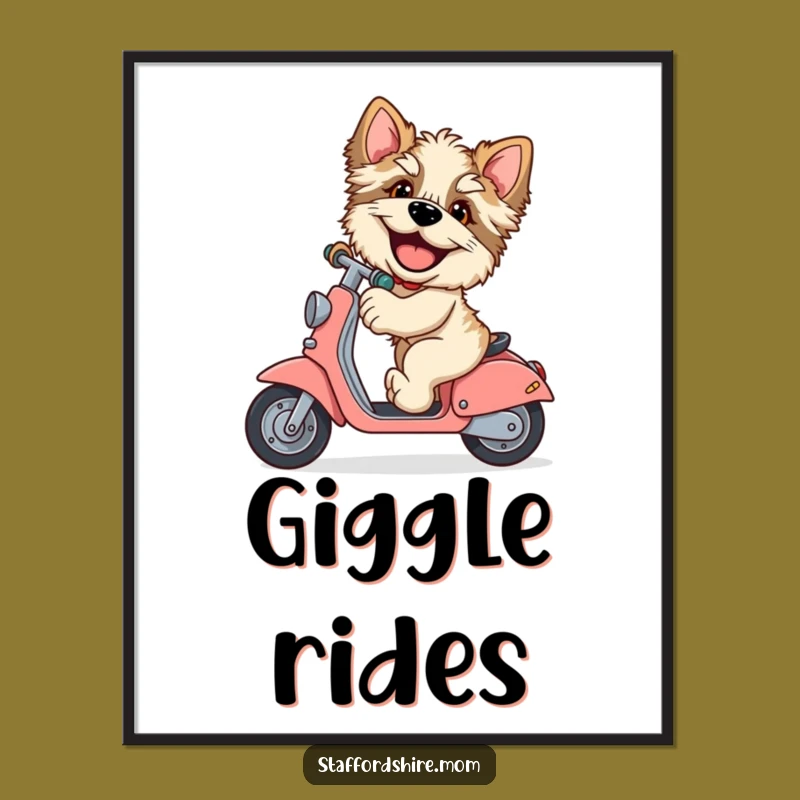 Funny Staffordshire Scooter Digital Art: Instant Giggles, Perfect Humorous Decor