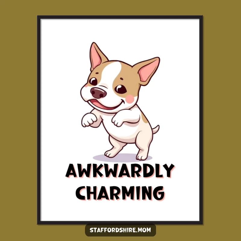 Funny Staffy Tripping Digital Art - Instant Download Dog Humor