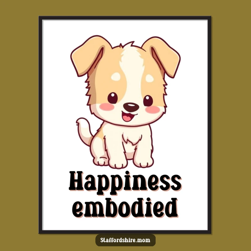 Funny Kawaii Staffordshire Digital Art - Floppy Ears Wagging Tail, Instant Joy!