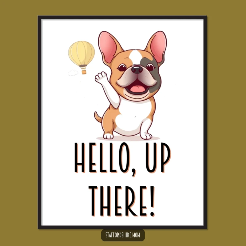 Funny Staffy Hot Air Balloon Digital Art - Instant Adventure Download