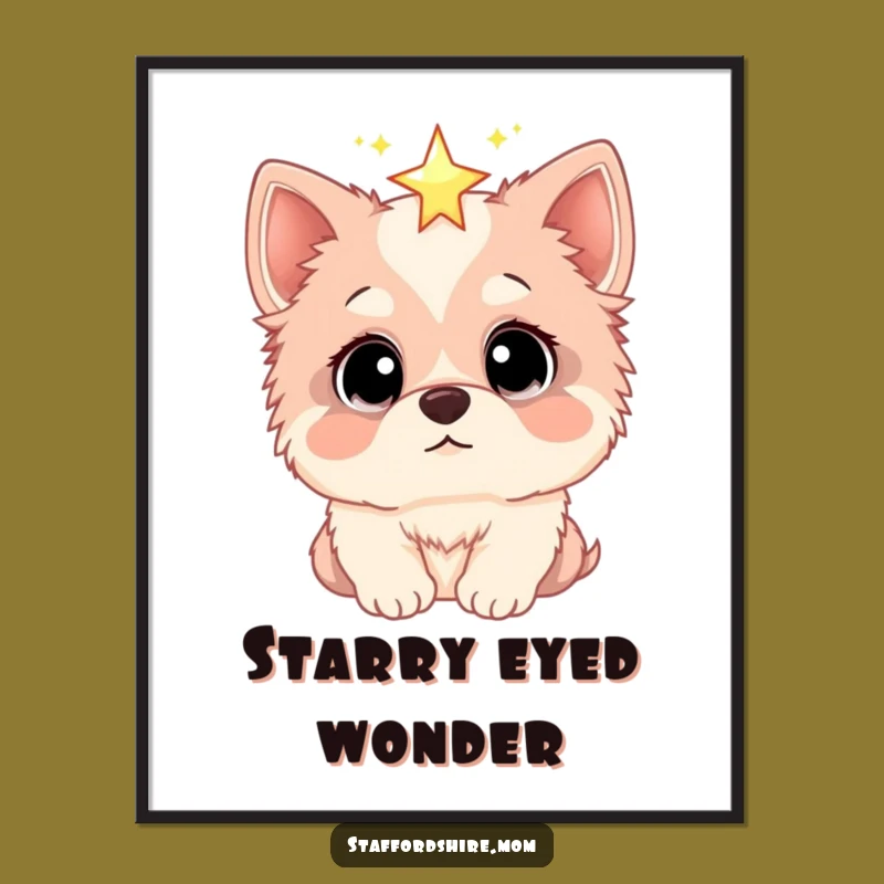 Funny Staffordshire Digital Art: Wide Eyes Star Gazer, Instant Download