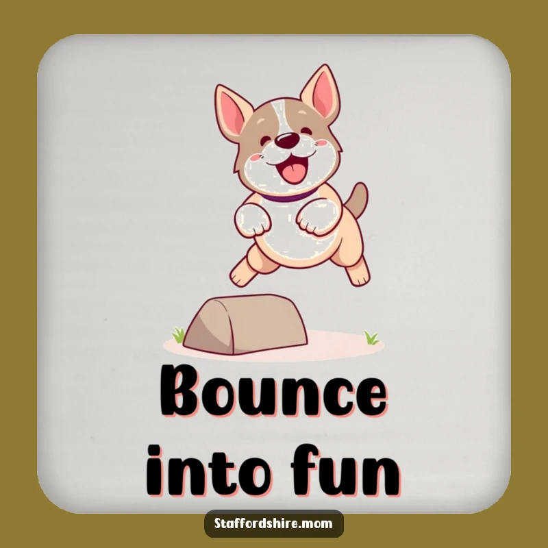 Funny Kawaii Staffordshire Dog Coaster: Add a Playful Leap to Your Drink Station
