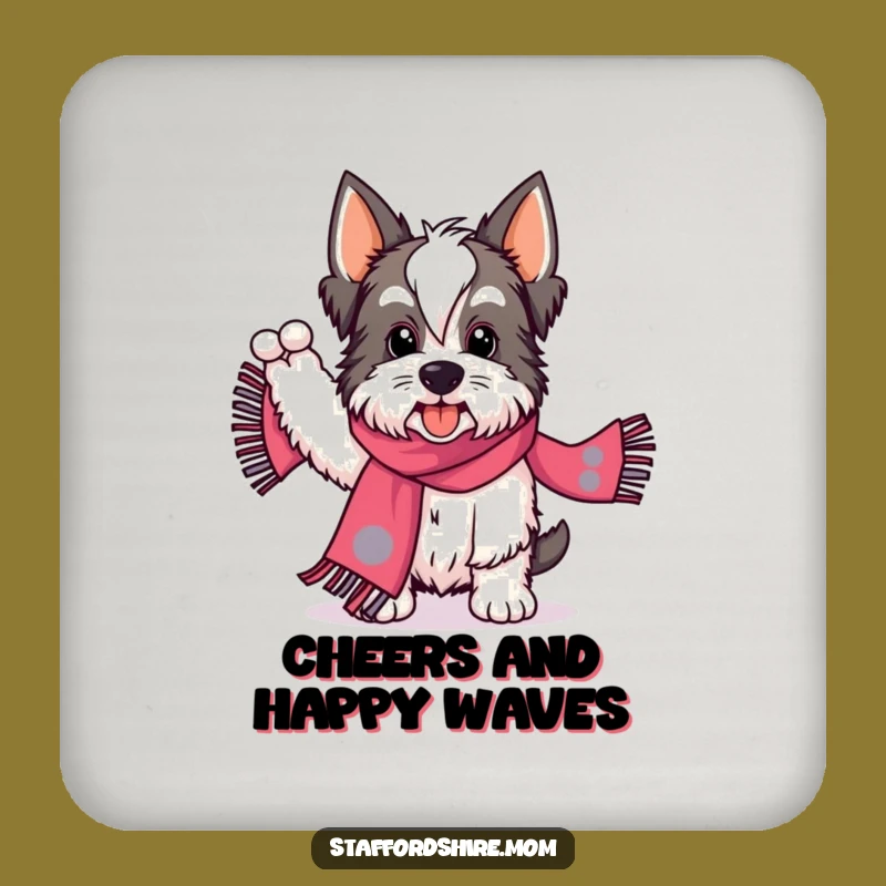 Funny Staffordshire Scarf Wave Coaster Set - Protect Surfaces Gift