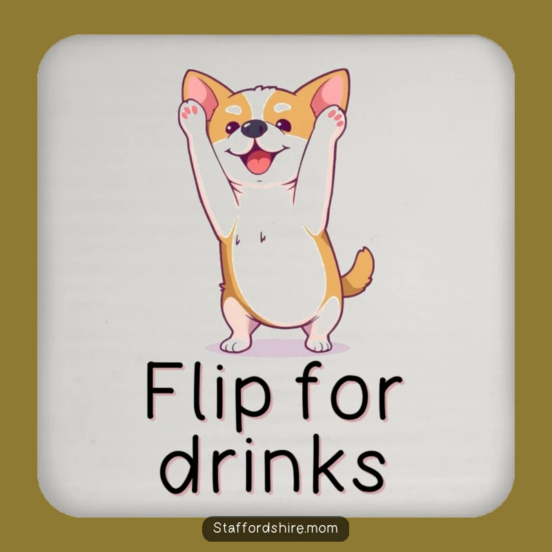 Funny Kawaii Staffy Coaster - Playful Somesault Protection