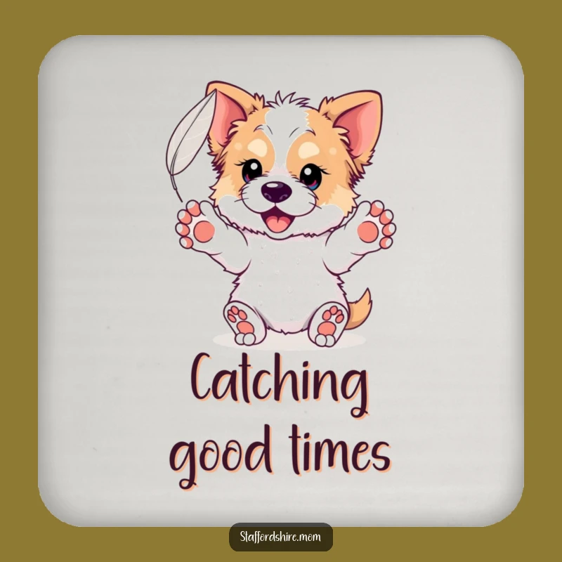 Funny Graceful Staffordshire Coaster - Catching Feather Protection, Serene Decor!