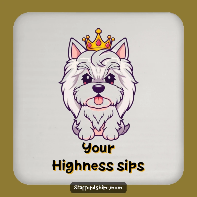Funny Royal Staffy Coaster, Regal Dog Drink Accessory, Perfect Funny Gift