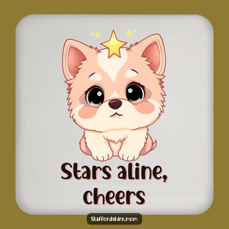 Funny Staffordshire Coaster: Wide Eyes Star Gazer, Celestial Decor Gift