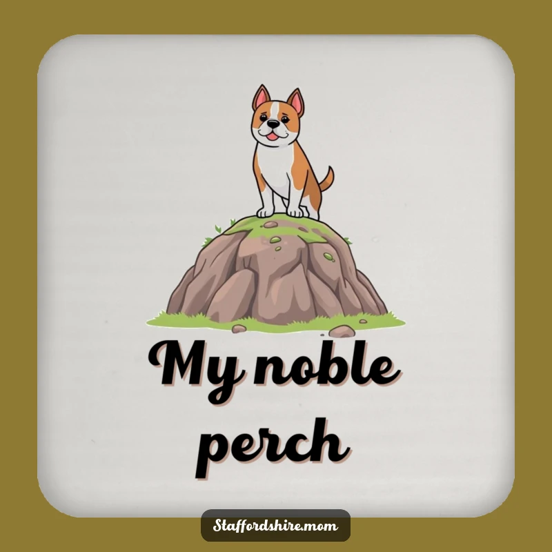 Funny Staffordshire Dog Coaster: Brave Pup's Protective Aura, Chic Funny Gift