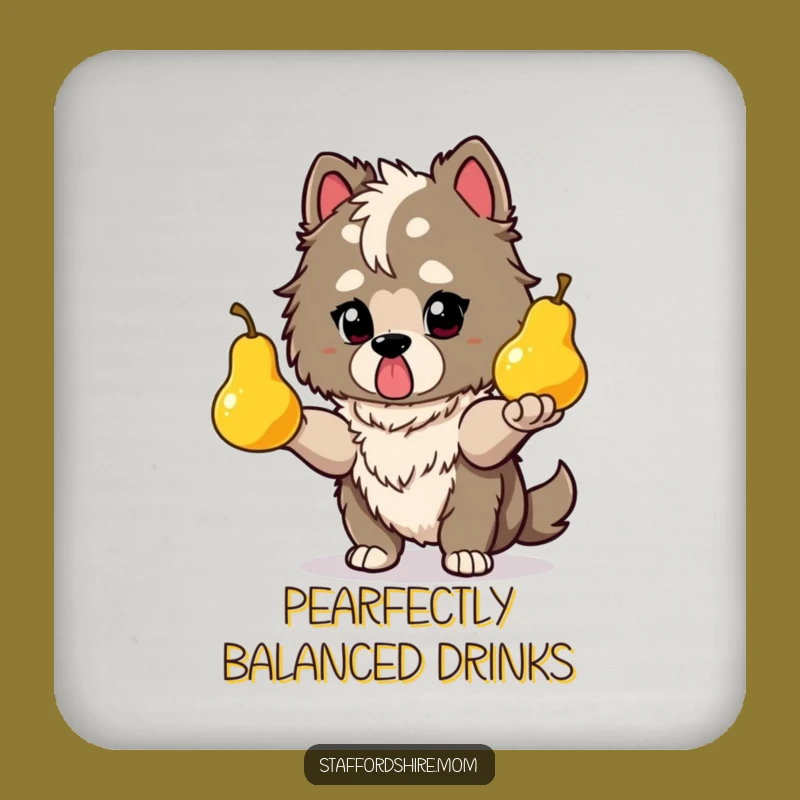 Funny Staffy Juggling Coaster: Protect Surfaces with Skill, A Clever Funny Gift!