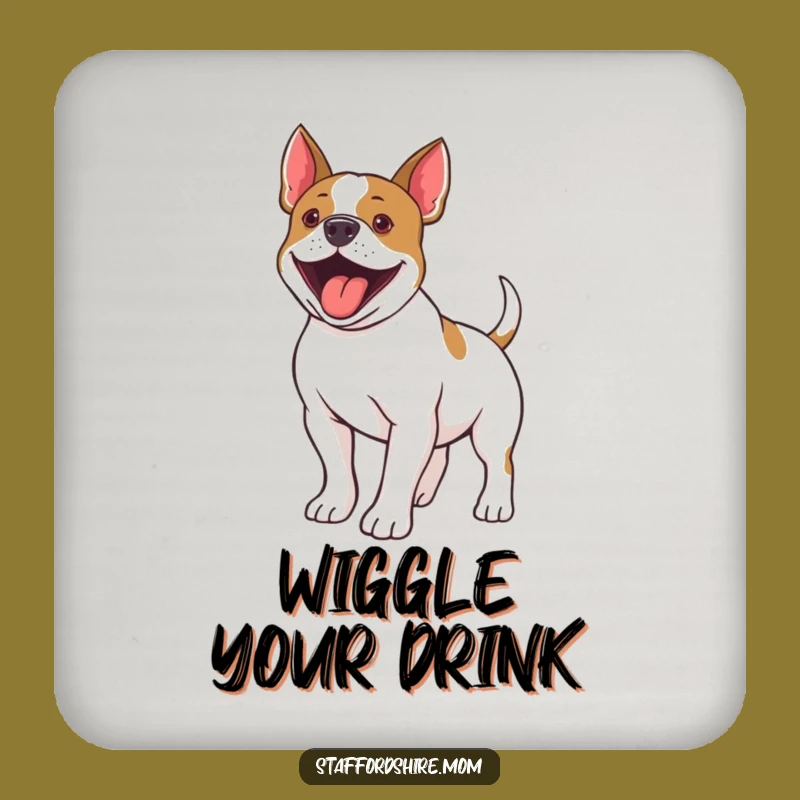 Protect Your Surfaces: Funny Staffy Tail Wiggle Drink Coaster for Stylish Protection!