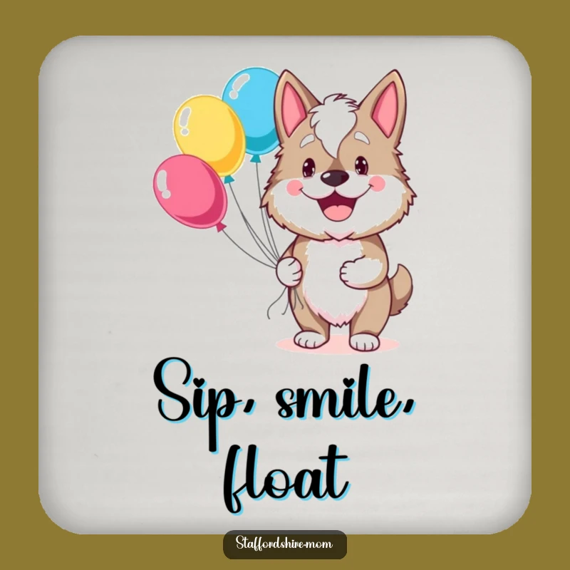 Funny Staffordshire Balloon Grin Coaster Set - Protect Surfaces Gift