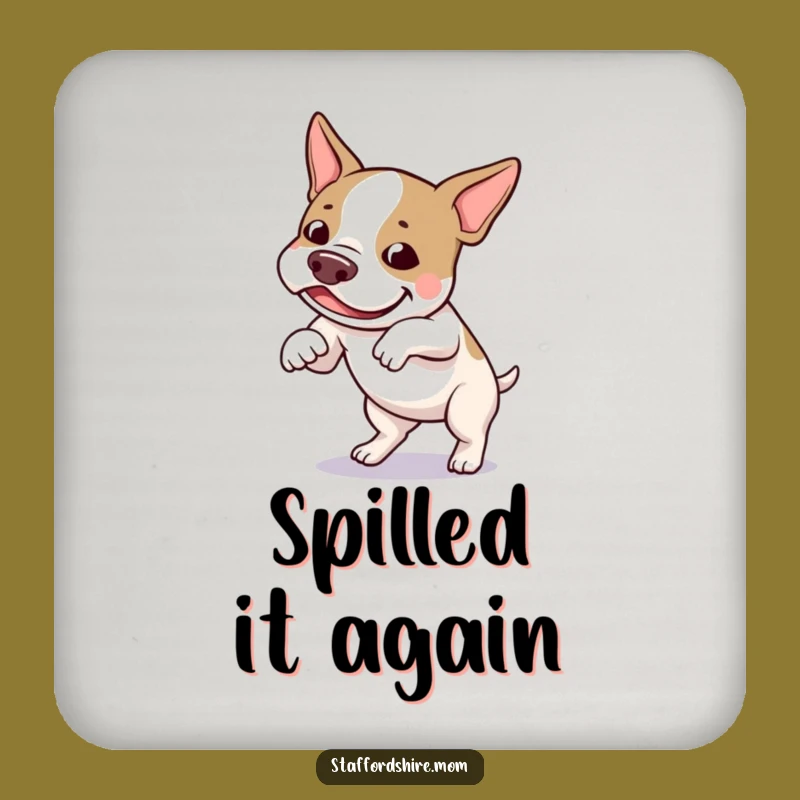 Funny Staffy Tripping Coaster - Protect Surfaces Dog Gift