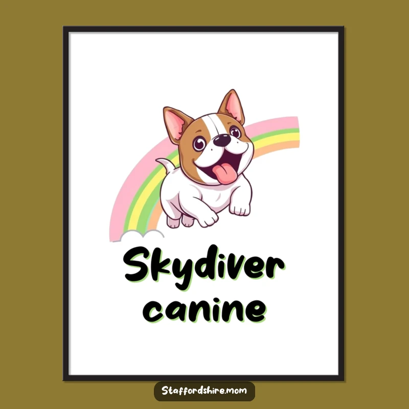 Funny Staffy Rainbow Slide Poster - Fantastical Dog Wall Art