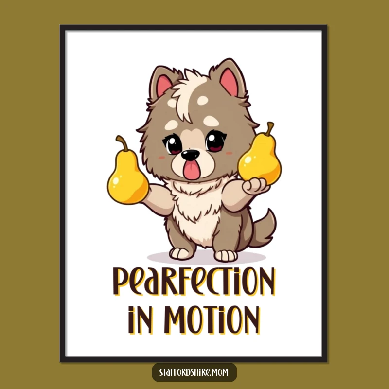 Funny Determined Staffy Juggling Poster: Display Dedication, Great Funny Art Gift!